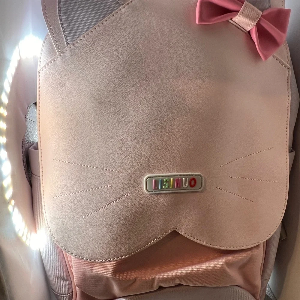 Charming Pink and Purple Cat Ear Backpack for Kids
